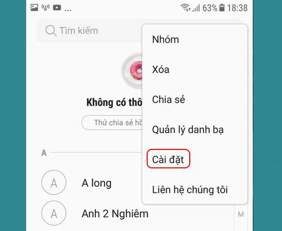 Bước 3: Sau đó bạn chọn Cài đặt.