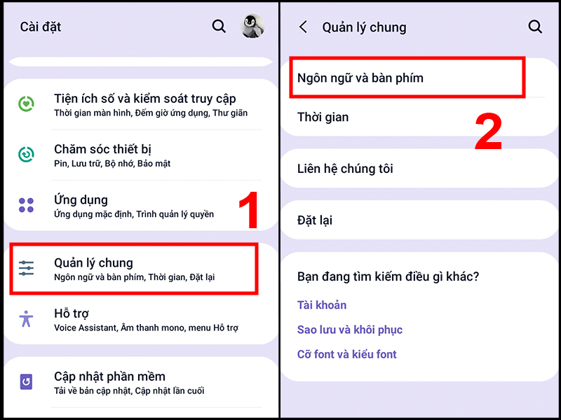 Chọn Ngôn ngữ và bàn phím