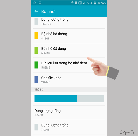 xem chi tiết bộ nhớ