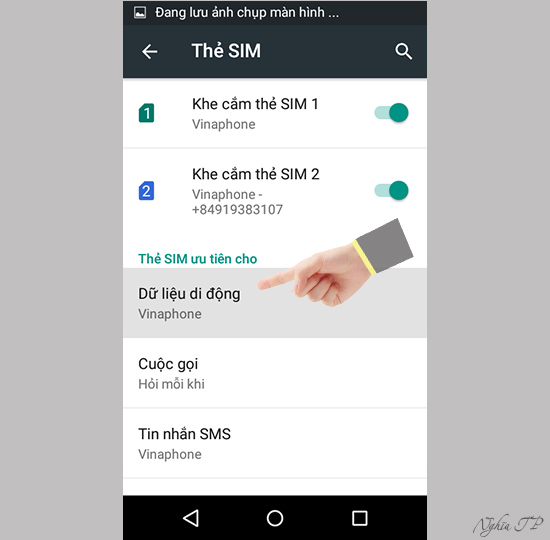 Chọn "Dữ liệu di động"