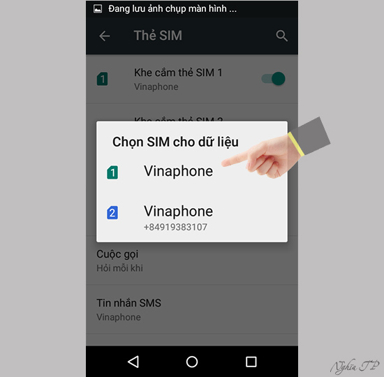 Chọn Sim mà bạn muốn bật 3G