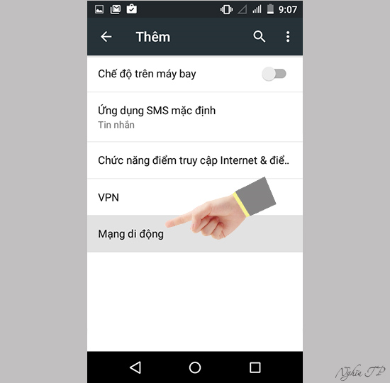 Chọn "Mạng di động"