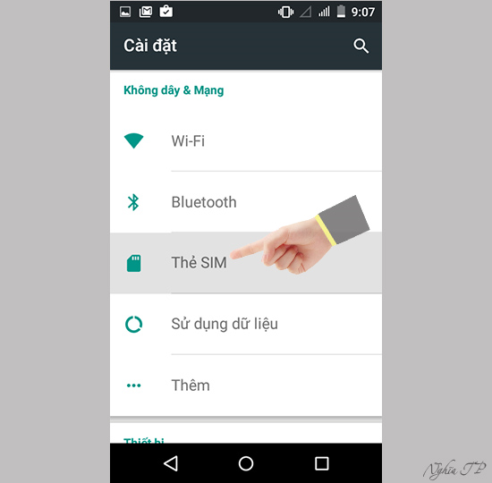 Chọn "Thẻ Sim"