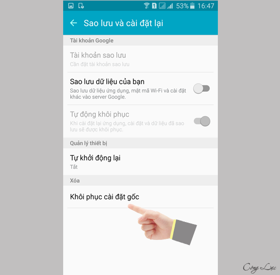 khôi phục cài đặt gốc