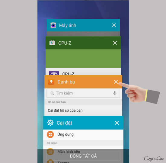 chọn dấu X để tắt ứng dụng chạy ngầm