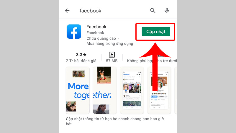 Tiến hành cập nhật Facebook