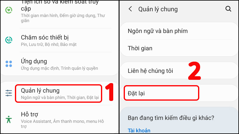 Chọn Đặt lại