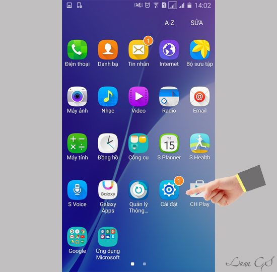 Chọn vào cài đặt