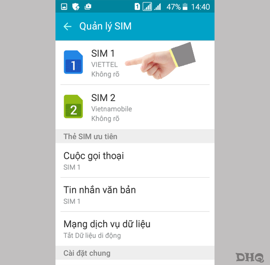 Chọn Sim để tắt