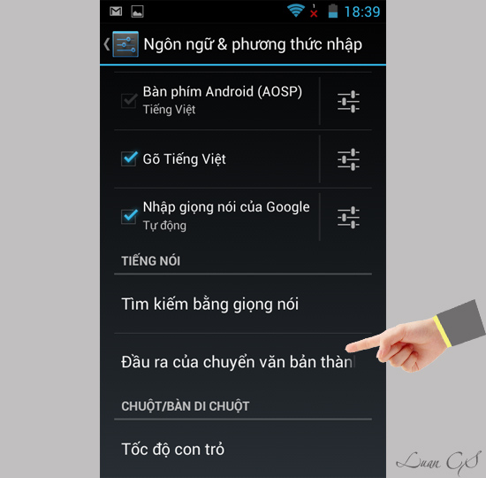 ​Đầu ra của chuyển văn bản thành giọng nói