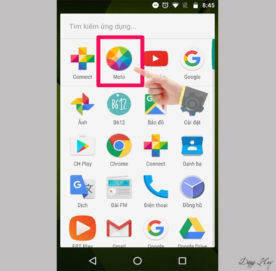 Chọn ứng dụng MOTO