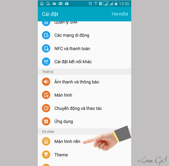 Chọn vào màn hình nền