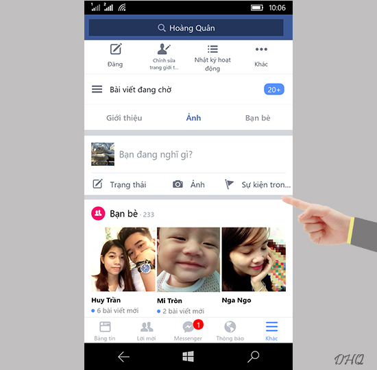 Giao diện trang cá nhân