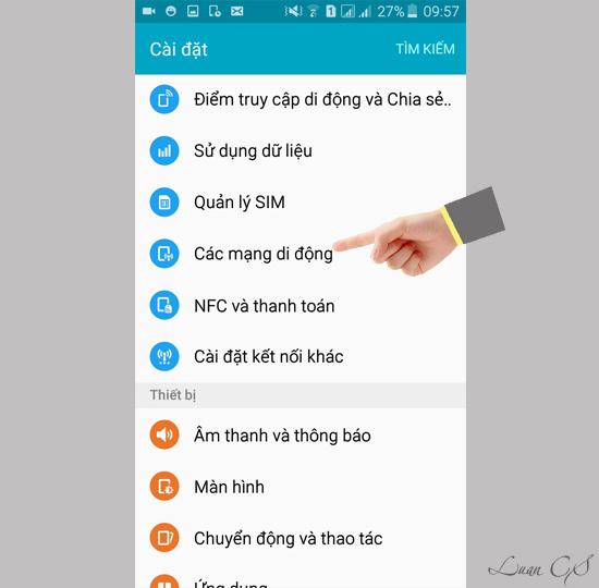 Bạn v&agrave;o tiếp c&aacute;c mạng di động