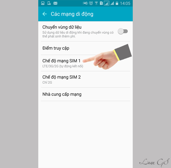Chọn v&agrave;o chế độ mạng