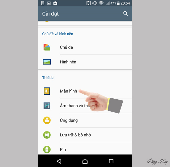 Bước 2: Chọn "Màn hình".