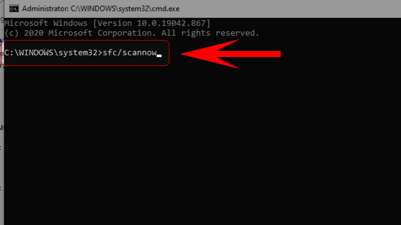 Tại cửa sổ Command Prompt, nhập lệnh sfc/scannow > Nhấn Enter