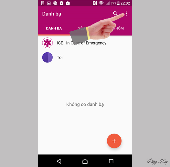 Bước 2: Chọn dấu 3 chấm góc tay phải phía trên.