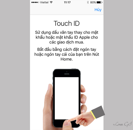 Đặt ngón tay để thiết lập