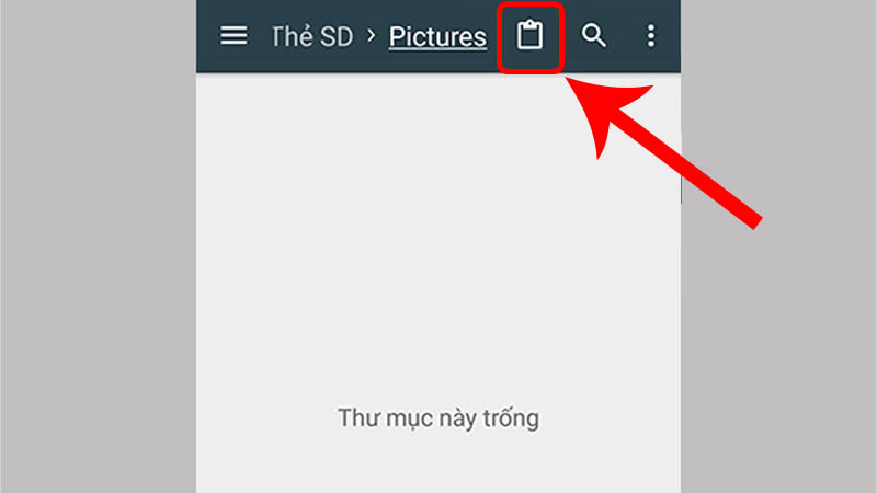 Nhấn vào biểu tượng dán để đưa hình ảnh sang thẻ nhớ