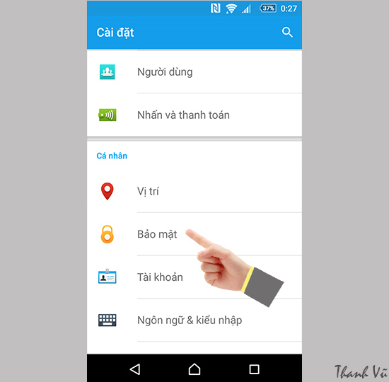Vào bảo mật