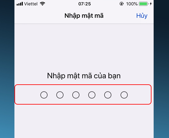 Bước 3: Sau đó Nhập mật mã của bạn.