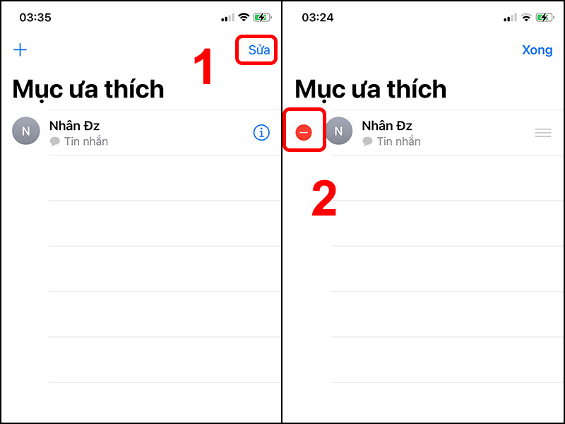 Nhấn Sửa và nhấn vào dấu 