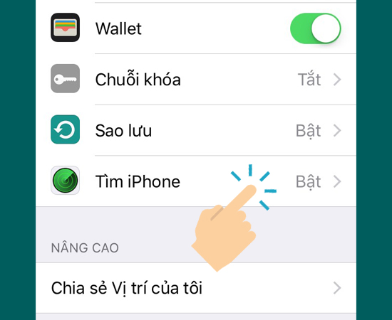 Chọn Tìm iPhone