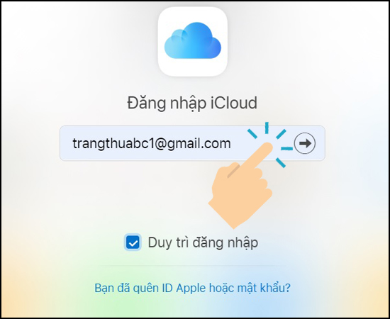 Đăng nhập iCloud vào link  https://www.icloud.com/