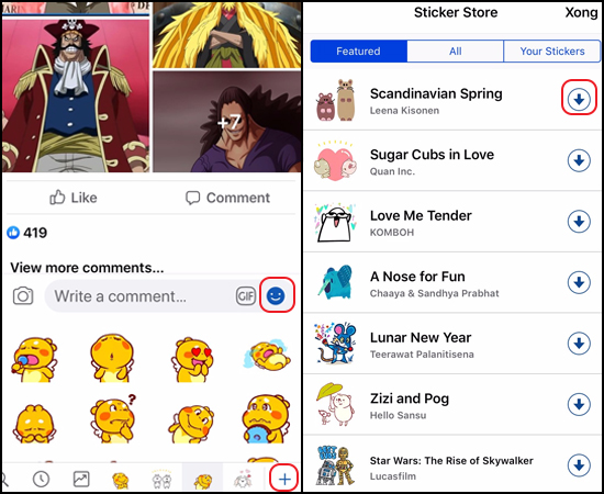 sticker trên facebook