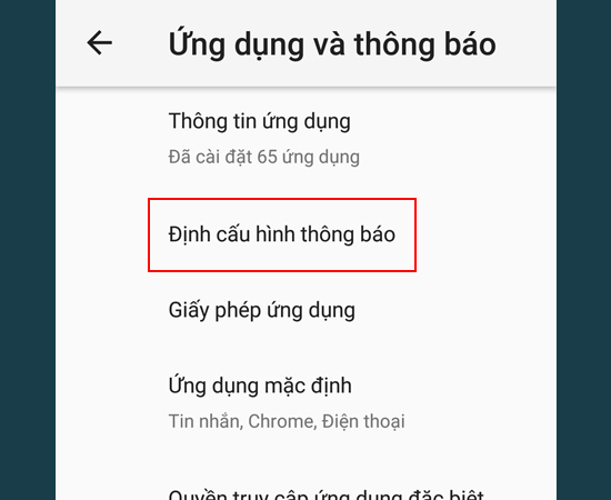 Bước 2: Chọn Định cấu hình thông báo.