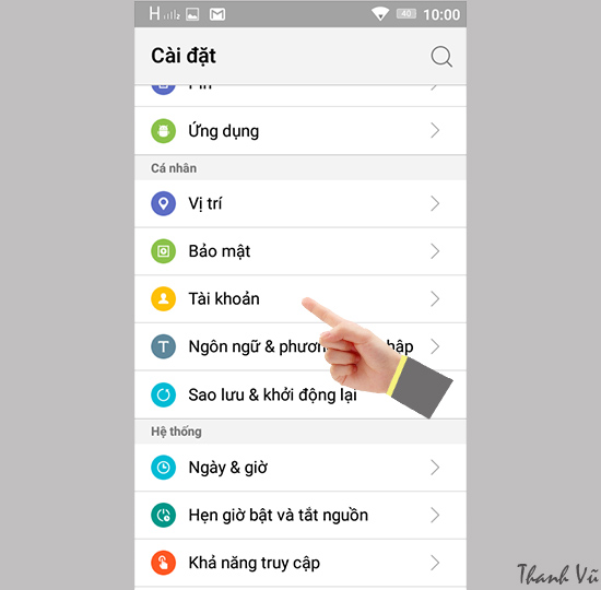 Vào Tài khoản