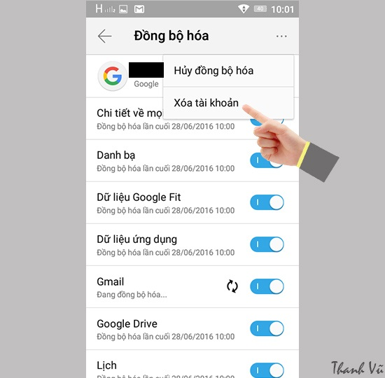 Bấm Xóa tài khoản