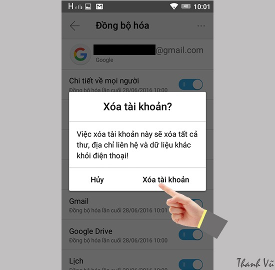 Chọn Xóa tài khoản