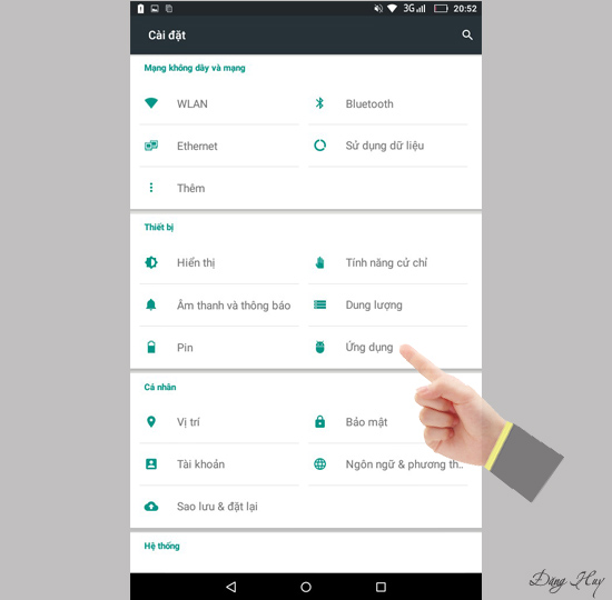 Bước 2: Chọn "Ứng dụng".