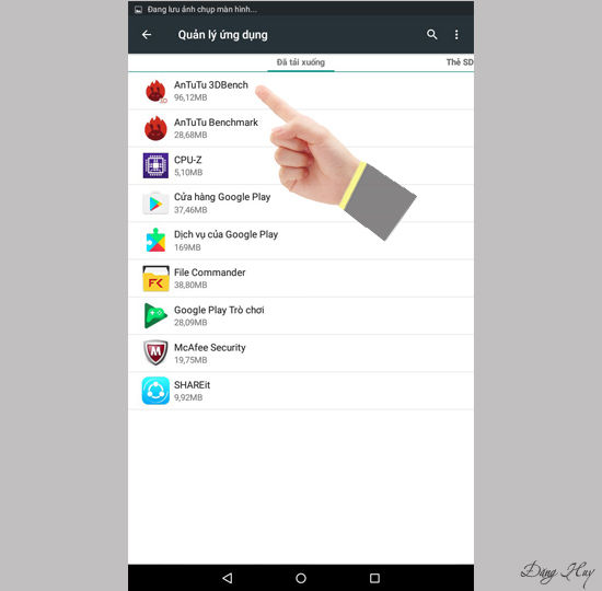 Bước 4: Chọn "Đã tải xuống" và chọn ứng dụng muốn gỡ.