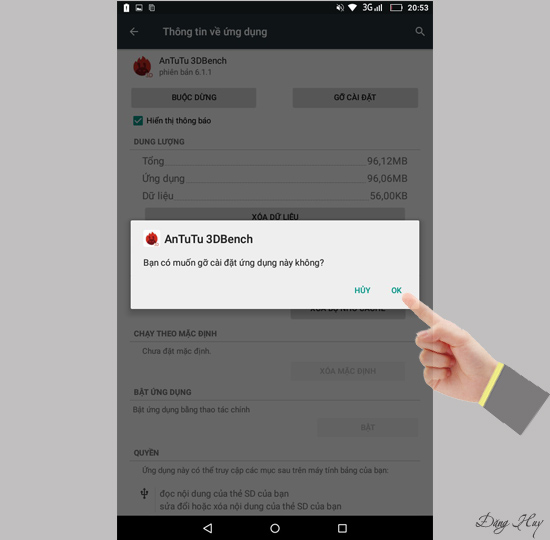 Bước 5: Chọn "Gỡ cài đặt" và chọn "OK".