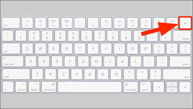 Ấn phím Eject trên bàn phím của Macbook