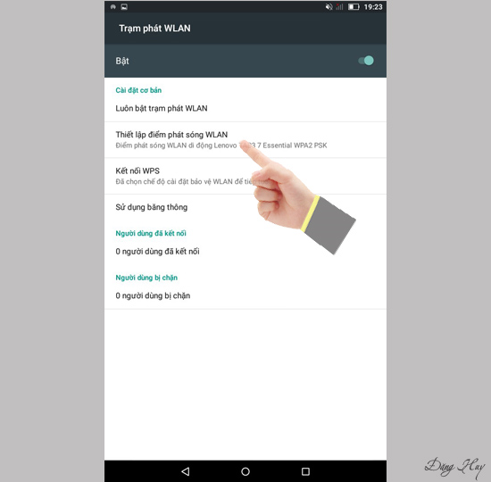 Bước 6: Để thay đổi tên wifi và mật khẩu chọn "Thiết lập điểm phát sóng WLAN".