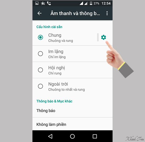  Chọn biểu tượng cài đặt của Cấu hình Chung