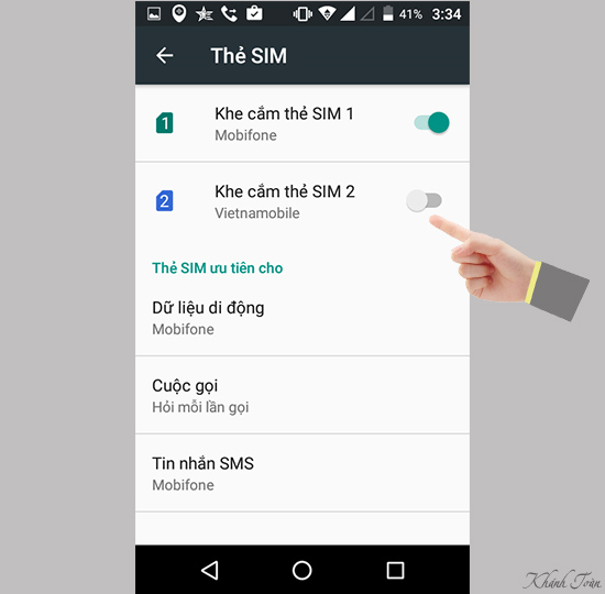 Có thẻ bật tắt mục "Khe cắm thẻ" tùy ý