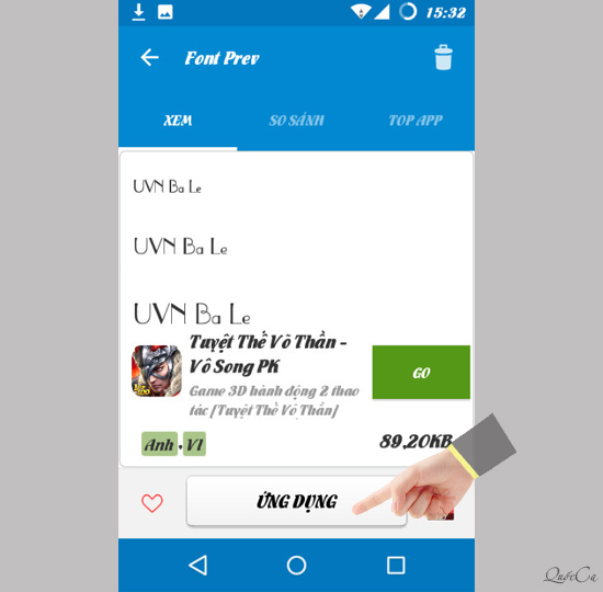 Chọn ứng dụng