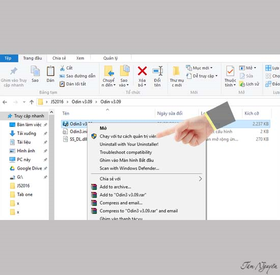 Mở phần mềm Odin lên với quyền quản trị.