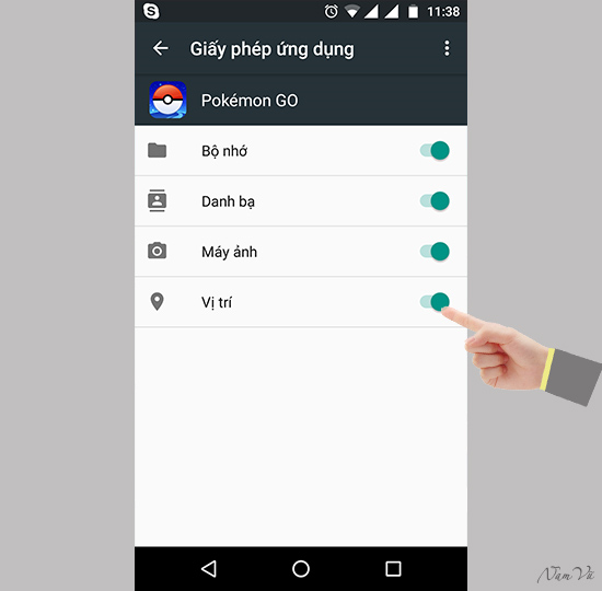 Bật vị trí gps trên pokemon go