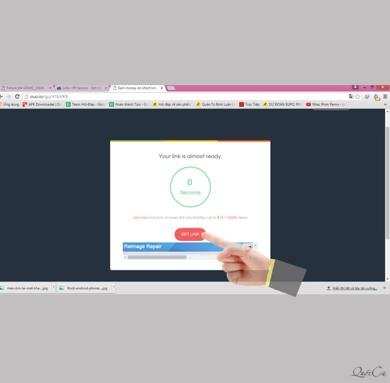 Chọn 3 lần vào getlink