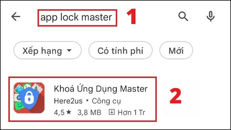 Bước tìm kiếm ứng dụng App Lock Master