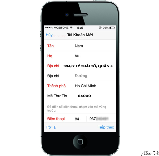 Khai thông tin và địa chỉ chính xác để không gặp lỗi "contact iTunes support".