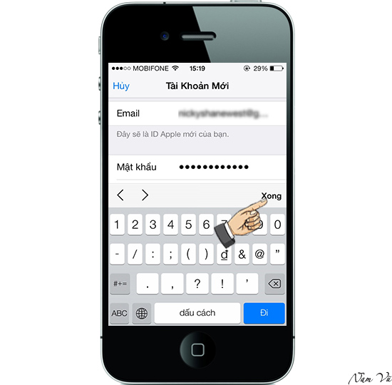 Nhập đúng Gmail của bạn vì còn phải xác minh tài khoản. Mật khẩu thì bạn đặt theo dạng: "ThegioididonG_2". 