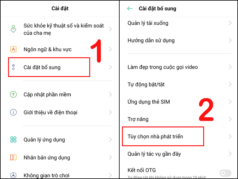 Chọn Cài đặt bổ sung và nhấn Tùy chọn nhà phát triển