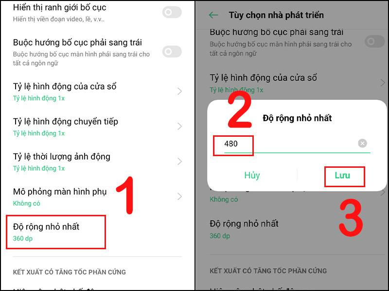 chọn Độ rộng nhỏ nhất và nhập độ rộng tùy chỉnh 480